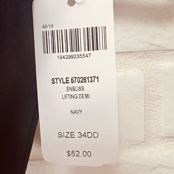 NWT Soma Enbliss Push-up Padded Underwire Demi Bra 34 DD Navy Blue #0281 - Picture 9 of 10